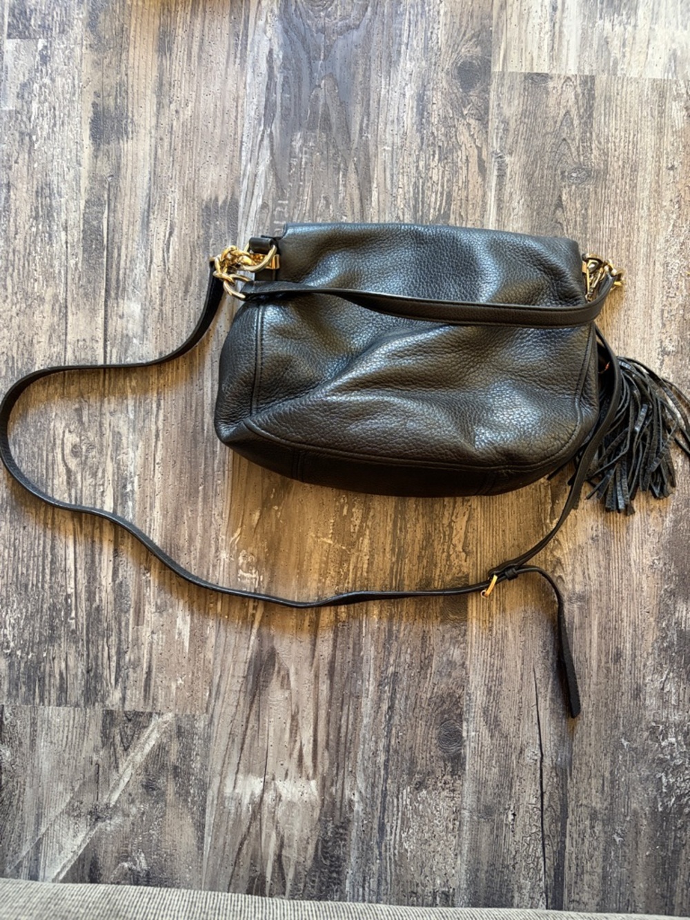 Michael Kors Black Pebbled Leather Crossbody with Tassel - Picture 5 of 6